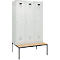 Vestiaire C+P Evolo Plus, 3 compartiments, largeur des compartiments 400 mm, avec banc encastré, L 1200 x P 815 x H 2120 mm, cylindre, gris clair/gris clair