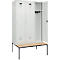Vestiaire C+P Evolo Plus, 3 compartiments, largeur des compartiments 400 mm, avec banc encastré, L 1200 x P 815 x H 2120 mm, cylindre, gris clair/gris clair