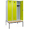 Vestiaire C+P Evolo Plus, 3 compartiments, largeur des compartiments 400 mm, avec banc encastré, L 1200 x P 815 x H 2120 mm, cylindre, gris clair/vert clown