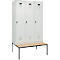 Vestiaire C+P Evolo Plus, 3 compartiments, largeur des compartiments 400 mm, avec banc encastré, L 1200 x P 815 x H 2120 mm, verrou rotatif, gris clair/gris clair