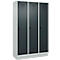 Vestiaire C+P Evolo Plus, 3 compartiments, largeur des compartiments 400 mm, avec socle, charnières à droite, L 1200 x P 500 x H 1950 mm, verrou rotatif, gris clair/gris anthracite