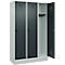 Vestiaire C+P Evolo Plus, 3 compartiments, largeur des compartiments 400 mm, avec socle, charnières à droite, L 1200 x P 500 x H 1950 mm, verrou rotatif, gris clair/gris anthracite