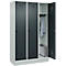 Vestiaire C+P Evolo Plus, 3 compartiments, largeur des compartiments 400 mm, avec socle, charnières à droite, L 1200 x P 500 x H 1950 mm, verrou rotatif, gris clair/gris anthracite