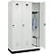 Vestiaire C+P Evolo Plus, 3 compartiments, largeur des compartiments 400 mm, avec socle, charnières à droite, L 1200 x P 500 x H 1950 mm, verrou rotatif, gris clair/gris clair