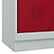 Vestiaire C+P Evolo Plus, 3 compartiments, largeur des compartiments 400 mm, avec socle, charnières à droite, L 1200 x P 500 x H 1950 mm, verrou rotatif, gris clair/rouge rubis
