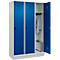 Vestiaire C+P Evolo Plus, 3 compartiments, largeur des compartiments 400 mm, avec socle, charnières à droite, L 1200 x P 500 x H 1950 mm, verrou tournant, gris clair/bleu gentiane