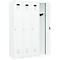 Vestiaire C+P Evolo Plus, 4 compartiments, charnières à droite, serrure à cylindre, butée soft, L 1200 x P 500 x H 1850 mm, blanc signalisation/blanc trafic