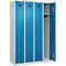 Vestiaire C+P Evolo Plus, 4 compartiments, charnières à droite, serrure à cylindre, butée soft, L 1200 x P 500 x H 1850 mm, gris clair/bleu clair