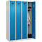 Vestiaire C+P Evolo Plus, 4 compartiments, charnières à droite, serrure à cylindre, butée soft, L 1200 x P 500 x H 1850 mm, gris clair/bleu clair