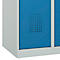 Vestiaire C+P Evolo Plus, 4 compartiments, charnières à droite, serrure à cylindre, butée soft, L 1200 x P 500 x H 1850 mm, gris clair/bleu clair