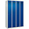Vestiaire C+P Evolo Plus, 4 compartiments, charnières à droite, serrure à cylindre, butée soft, L 1200 x P 500 x H 1850 mm, gris clair/bleu gentiane