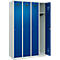Vestiaire C+P Evolo Plus, 4 compartiments, charnières à droite, serrure à cylindre, butée soft, L 1200 x P 500 x H 1850 mm, gris clair/bleu gentiane