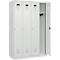 Vestiaire C+P Evolo Plus, 4 compartiments, charnières à droite, serrure à cylindre, butée soft, L 1200 x P 500 x H 1850 mm, gris clair/gris clair