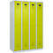 Vestiaire C+P Evolo Plus, 4 compartiments, charnières à droite, serrure à cylindre, butée soft, L 1200 x P 500 x H 1850 mm, gris clair/vert clown