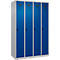 Vestiaire C+P Evolo Plus, 4 compartiments, charnières à droite, verrou rotatif de sécurité, L 1200 x P 500 x H 1850 mm, aluminium blanc/bleu gentiane