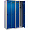 Vestiaire C+P Evolo Plus, 4 compartiments, charnières à droite, verrou rotatif de sécurité, L 1200 x P 500 x H 1850 mm, aluminium blanc/bleu gentiane