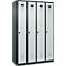 Vestiaire C+P Evolo Plus, 4 compartiments, charnières à droite, verrou rotatif de sécurité, L 1200 x P 500 x H 1850 mm, gris anthracite/gris clair