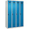 Vestiaire C+P Evolo Plus, 4 compartiments, charnières à droite, verrou rotatif de sécurité, L 1200 x P 500 x H 1850 mm, gris clair/bleu clair