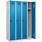 Vestiaire C+P Evolo Plus, 4 compartiments, charnières à droite, verrou rotatif de sécurité, L 1200 x P 500 x H 1850 mm, gris clair/bleu clair
