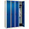 Vestiaire C+P Evolo Plus, 4 compartiments, charnières à droite, verrou rotatif de sécurité, L 1200 x P 500 x H 1850 mm, gris clair/bleu gentiane