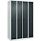 Vestiaire C+P Evolo Plus, 4 compartiments, charnières à droite, verrou rotatif de sécurité, L 1200 x P 500 x H 1850 mm, gris clair/gris anthracite