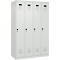 Vestiaire C+P Evolo Plus, 4 compartiments, charnières à droite, verrou rotatif de sécurité, L 1200 x P 500 x H 1850 mm, gris clair/gris clair