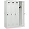 Vestiaire C+P Evolo Plus, 4 compartiments, charnières à droite, verrou rotatif de sécurité, L 1200 x P 500 x H 1850 mm, gris clair/gris clair