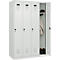 Vestiaire C+P Evolo Plus, 4 compartiments, charnières à droite, verrou rotatif de sécurité, L 1200 x P 500 x H 1850 mm, gris clair/gris clair