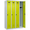 Vestiaire C+P Evolo Plus, 4 compartiments, charnières à droite, verrou rotatif de sécurité, L 1200 x P 500 x H 1850 mm, gris clair/vert clown