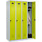 Vestiaire C+P Evolo Plus, 4 compartiments, charnières à droite, verrou rotatif de sécurité, L 1200 x P 500 x H 1850 mm, gris clair/vert clown