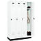 Vestiaire C+P Evolo Plus, 4 compartiments, largeur de compartiment 300 mm, avec socle, butée à droite, butée Soft, anti-effraction, L 1200 x P 500 x H 1950 mm, fermeture de sécurité à pêne rotatif, blanc trafic RAL 9016/blanc trafic RAL 9016