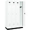Vestiaire C+P Evolo Plus, 4 compartiments, largeur de compartiment 300 mm, avec socle, charnières à droite, L 1200 x P 500 x H 1950 mm, cylindre, blanc signalisation/blanc trafic