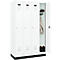 Vestiaire C+P Evolo Plus, 4 compartiments, largeur de compartiment 300 mm, avec socle, charnières à droite, L 1200 x P 500 x H 1950 mm, cylindre, blanc signalisation/blanc trafic