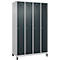 Vestiaire C+P Evolo Plus, 4 compartiments, largeur des compartiments 300 mm, avec pieds, butée droite, serrure à cylindre, butée soft, anti-effraction, L 1200 x P 500 x H 1950 mm, aluminium blanc RAL 9006/gris anthracite RAL 7016