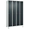 Vestiaire C+P Evolo Plus, 4 compartiments, largeur des compartiments 300 mm, avec pieds, butée droite, serrure à cylindre, butée soft, anti-effraction, L 1200 x P 500 x H 1950 mm, gris clair RAL 7035/gris anthracite RAL 7016