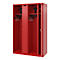Vestiaire de pompiers C+P Evolo Kombi, 4 compartiments pour 2 personnes, avec porte-casque, patins de sol, L 1200 x P 500 x H 1850 mm, RAL 3000 rouge feu