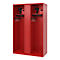 Vestiaire de pompiers C+P Evolo Maxi, 4 compartiments pour 2 personnes, avec porte-casque, patins de sol, L 1200 x P 500 x H 1850 mm, RAL 3000 rouge feu