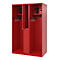 Vestiaire de pompiers C+P Evolo Maxi, 4 compartiments pour 2 personnes, avec porte-casque, patins de sol, L 1200 x P 500 x H 1850 mm, RAL 3000 rouge feu