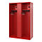 Vestiaire de pompiers C+P Evolo Maxi, 4 compartiments pour 2 personnes, sans porte-casque, patins au sol, L 1200 x P 500 x H 1850 mm, RAL 3000 rouge feu