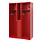 Vestiaire de pompiers C+P Evolo Maxi, 4 compartiments pour 2 personnes, sans porte-casque, patins au sol, L 1200 x P 500 x H 1850 mm, RAL 3000 rouge feu