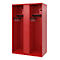 Vestiaire de pompiers C+P Evolo Maxi, 4 compartiments pour 2 personnes, sans porte-casque, patins au sol, L 1200 x P 500 x H 1850 mm, RAL 3000 rouge feu