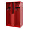 Vestiaire de pompiers C+P Evolo Maxi, 4 compartiments pour 2 personnes, sans porte-casque, patins au sol, L 1200 x P 500 x H 1850 mm, RAL 3000 rouge feu