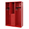 Vestiaire de pompiers C+P Evolo Maxi, 4 compartiments pour 2 personnes, sans porte-casque, patins de sol, L 1300 x P 500 x H 1850 mm, RAL 3000 rouge feu