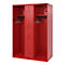 Vestiaire de pompiers C+P Evolo Maxi, 4 compartiments pour 2 personnes, sans porte-casque, patins de sol, L 1300 x P 600 x H 1850 mm, RAL 3000 rouge feu