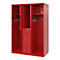 Vestiaire de pompiers C+P Evolo Maxi, 4 compartiments pour 2 personnes, sans porte-casque, patins de sol, L 1300 x P 600 x H 1850 mm, RAL 3000 rouge feu