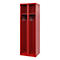 Vestiaire de pompiers C+P Evolo, modèle EXPERT, 2 compartiments, L 600 x P 500 x H 1850 mm, patins au sol, rouge feu RAL 3000