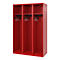 Vestiaire de pompiers C+P Evolo, modèle EXPERT, 3 compartiments, L 1200 x P 500 x H 1850 mm, patins au sol, rouge feu RAL 3000
