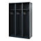 Vestiaire de pompiers C+P Evolo, modèle EXPERT, 3 compartiments, L 1200 x P 500 x H 1850 mm, patins de sol, gris anthracite RAL 7016