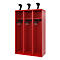 Vestiaire de pompiers C+P Evolo, modèle EXPERT, 3 compartiments, L 1200 x P 500 x H 1850 mm, patins de sol, porte-casque, rouge feu RAL 3000