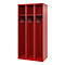 Vestiaire de pompiers C+P Evolo, modèle EXPERT, 3 compartiments, L 900 x P 500 x H 1850 mm, patins au sol, rouge feu RAL 3000